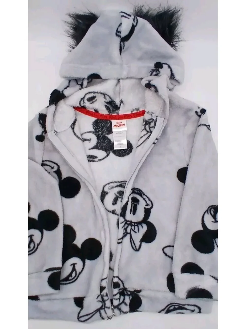 Disney Junior Mickey Minnie Mouse Youth 4T Black Gray Hooded Zipper Jacket